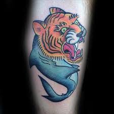 Tiger and dragon fight tattoo by chapel tattoo. 50 Tiger Shark Tattoo Designs For Men Sea Tiger Ink Ideas