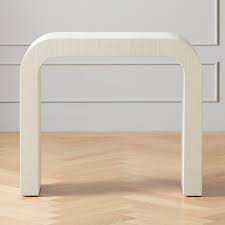 Horseshoe Ivory Lacquered Linen 36 Console Table Cb2 In 2020 Leather Console Table Console Table Modern Console Tables