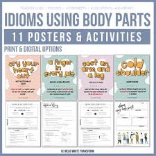 Vocabulary for esl learners and teachers. 10 Idioms Using Body Parts Posters Quiz Worksheets Digital And Print