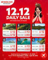 Visit the official website or download the app from the google play store or apple app store for the best air asia flight ticket promotion and deals, remember to use the voucher you. Airasia Announces 12 12 Daily Sale With Fares From As Low As P12 Airasia Newsroom