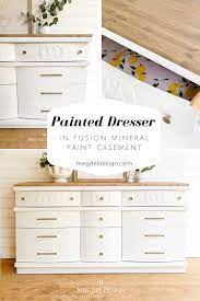 Painted White Dresser In Fusion Mineral Paint Casement Meg Del Design Furniture Gold Painted Furniture Gold Furniture Diy White Painted Furniture