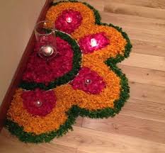 A Colourful Welcome Flower Art Flower Rangoli Diwali Decorations Diy Diwali Decorations