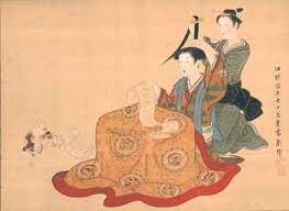 月岡雪鼎 髪すき 髪を整える女性 彼女の読む文のはしでじゃれる猫が愛らしい 日本美術 アジアのアート イラスト