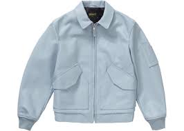 Supreme Schott Leather Tanker Jacket Light Blue Light Blue Jacket Streetwear Men Outfits Supreme Clothing