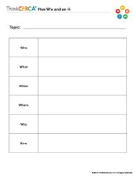 4 5 W U S And H Graphic Organizer 5ws And H Chart Www