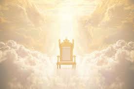 Majestic golden throne of god in heaven in the sky surrounded white clouds  and divine sunlight | Premium AI-generated image
