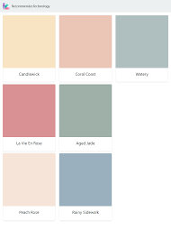 Candlewick La Vie En Rose Peach Rose Coral Coast Aged Jade Rainy Sidewalk Watery Rose Paint Color Peach Roses House Color Palettes