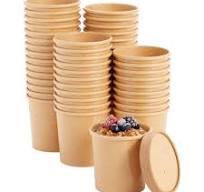 50-Pack 12 oz To Go Soup Containers with Lids, Disposable Paper Bowls with  Vented Lids, Cups for Ice Cream, Dessert, Frozen Yogurt, Oatmeal (Brown)