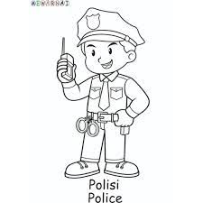 Gambar Polisi Kartun Untuk Diwarnai