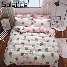 Ideen für diy geschenke für teenager mädchen gesucht?. Solstice Home Textil Kaktus Beige Bettbezug Kissenbezug Rosa Blatt Madchen Kind Teenager Erwachsenen Frau Bettwasche Set Konig Doppelbett Leinen Bettwasche Sets Aliexpress