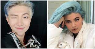 Bts Member Rm S Blue Hair Is Giving Kylie Jenner A Run For Her Money Blue Hair Long Hair Styles Blonde Teens