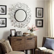 Does Your Accent Mirror Look Lonely On A Big Wall Flank Your Mirror With Some Wall Art To Wall Decor Living Room Big Living Room Decor Mirror Wall Living Room