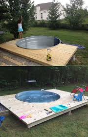 Galvanized Storage Container Turned Into A Private Pool In The Back Yard Container Galvanized Pool Private Storage In 2020 Swimming Pool Diy Hinterhof Pool