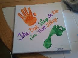 Canvas And Finger Paint Great Way To Preserve A Memory And Also An Awesome Personal Gift Idea Baby Handprint Crafts Handprint Art Kids Kids Painting Projects