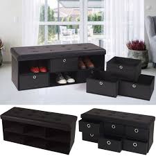 Des tiroirs de rangement de qualité et solides. Banc Coffre Rangement Noir 6 Tiroirs 100x38x38 Cm Pvc Accessoires