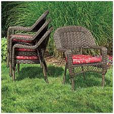 Wilson Fisher Resin Wicker Savannah Cushioned Stack Chair Resin Wicker Wicker Cushioned