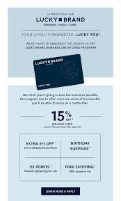 Maybe you would like to learn more about one of these? Lucky Brand Introducing The Lucky Brand Credit Card Program Milled