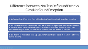 Difference Between Noclassdeffounderror Vs Classnotfoundexcepiton In Java Java Java Programming Tutorials Java Programming
