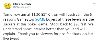 The internet and stock market are aflame over gamestop, the video game retailer whose stock is suddenly the darling of day traders who are putting the exactly why gamestop's value — on paper, at least — has rocketed to stratospheric levels has to do with a mix of traditional investing, rampant. Gamestop Gme Stock On Watch After Citron Goes Negative Seeking Alpha