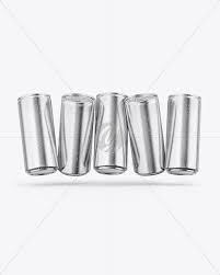 Three Glossy Metallic Cans Mockup In Can Mockups On Yellow Images Object Mockups