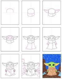 Draw Baby Yoda In Space Art Projects For Kids Star Wars Art Drawings Space Art Projects Kids Art Projects