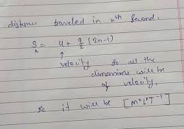 Check the basics concepts of time, speed & distance, with special reference to the concept of average speed and relative speed. B The Dimensional Formula Of Distance Travelled In Nth Second By A Particle Moving With Uniform Acceleration Are A M L T B M L T C MÂºlÂºt D M L T