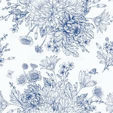 Maybe you would like to learn more about one of these? Beautiful Vintage Seamless Pattern With Bouquets Of Blue Flowers Monochrome Illustration White Pattern Background Floral Pattern Wallpaper