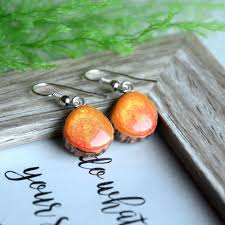 Sunny Orange Dangle Earrings, Desert Inspired Earrings, Hand Painted  Jewelry, Reclaimed Timber and Sterling Silver, Abstract Jewellery
