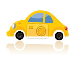 Gelbes Auto Lustigen Comic Stil Leinwandbilder Bilder Sammlerstuck Motor Reifen Myloview De