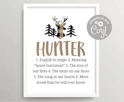 Hunting Baby Boy Name Art Printable Antlers Nursery Wall Art Etsy Baby Boy Names Baby Boy Hunting Baby Name Art