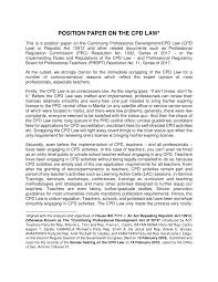 • unlike in most academic papers, you should not include citations in your position paper. Pdf Position Paper On The Cpd Law