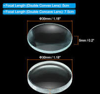 PATIKIL 5cm Schwerpunkt Länge 30mm Doppel Konvex und 7.5cm Schwerpunkt  Länge 30mm Doppel Konkavlinse 1 Set 2 Pack Glas Optisch Polierte Runde  Kanten ...
