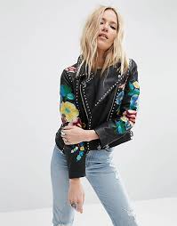 Check spelling or type a new query. Asos Premium Leather Biker Jacket With Floral Embroidery Asos