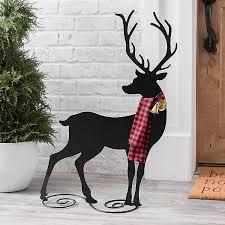 >this beautiful reindeer is perfect to add some holiday cheer to your back yard as well as to measure the amount of snow that falls and the temperature for that day. Black Metal Reindeer With Scarf Kirklands