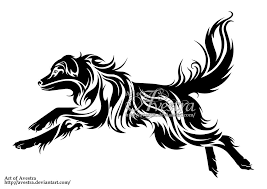 Colored tribal tiger head tribal tattoo design. Australian Shepherd Dog Tribal Logotype By Avestra Dog Tattoos Tribal Art Designs Dog Tattoo