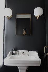 Black And White Accent Wall Bathroom Image Result For Black Accent Wall White Sink Bathroom Black Powder Room Modern Powder Rooms French Country Bathroom
