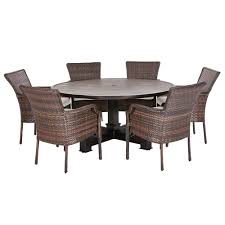 Hampton Bay Grayson 7 Piece Ash Gray Wicker Outdoor Patio Dining Set With Standard Midnight Navy Blue Cushions D19002 Set The Home Depot In 2020 Outdoor Dining Set Patio Dining Furniture Outdoor Dining