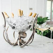 Culinary Concepts Octopus Stand Glass Bowl Kaleidoscope Glass Bowl Nautical Glass Bowl