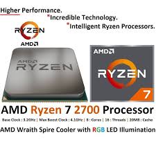 Amd ryzen 7 1700x 3.8ghz octa core am4 processor + wraith prism rgb cpu cooler. Amd Ryzen 7 2700 Processor 4 1ghz Boost 8 Cores 16 Threads 20mb Cache Personal Computer Center Processor Amd Computer Center