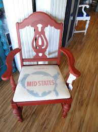 Custom Order For Clients Patriotic Room Chair Painted In Maison Blanche Cerise And Waxed With Black Lime Upholstered With Rocking Chair Redo Patriotic Room Chair