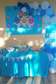Baby Boy 3rd Birthday Decoration Ideas For Boy Babyshark Party Pinkfong Shark Theme Birthday Shark Themed Birthday Party Boy Birthday Parties