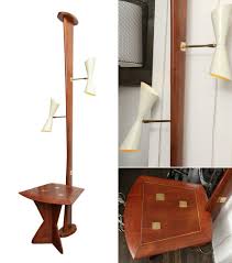 Amazing Tension Pole Lamp And Table Combo Room Divider Screen Vintage Floor Lamp Mod Decor