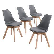 Smilemart modern dining chairs, set of 4. Smilemart Mid Century Modern Padded Dining Chairs Set Of 4 Gray Walmart Com Walmart Com