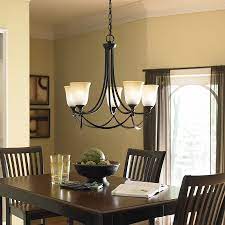 Shop Allen Roth Winnsboro 25 In 5 Light Oil Rubbed Bronze Coastal Marbleized Glass Ti Dining Room Chandelier Dining Room Light Fixtures Dining Light Fixtures