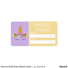 Unicorn Child School Name Labels Editable Color Zazzle Com In 2020 School Name Labels Labels Name Labels