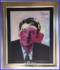 Original Art On Canvas » Peter Max Ronald Reagan Original Painting Acrylic 
