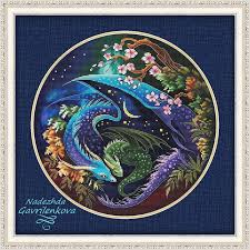 Cross stitch pattern tiger with baby tiger. Cross Stitch Pattern Dragon Guardian Of Spring Pdf Cssaga Artist By Tatiana Verkhovskaya On March 1 2 3 You Can Buy The Pattern At A Discounted Price Patternnadgavr