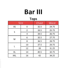 Bar Iii Clothing Size Chart Bar Iii Clothing Sleeveless Sweater Bar Iii
