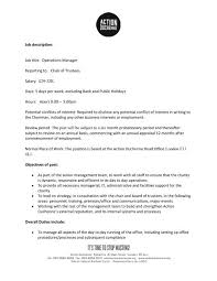 A core part of the operations. Job Description Job Title Operations Manager Charityjob