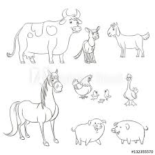 Check spelling or type a new query. Farm Animals Cartoon Character Line Drawing Set Stock Illustration Adobe Stock